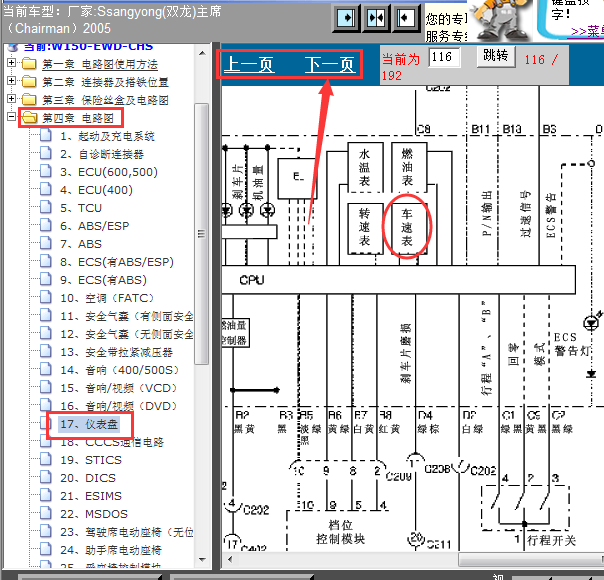 05年双龙主席车速表线路图