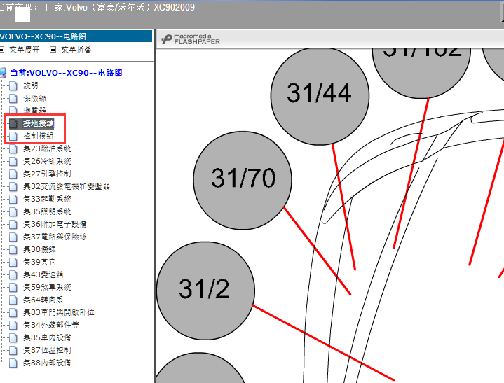 09年沃尔沃XC90全车元件位置图