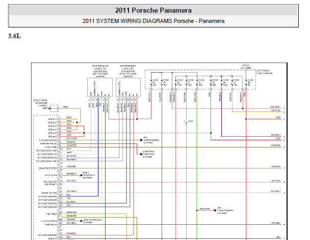 2011年保时捷帕拉梅拉发动机电路图