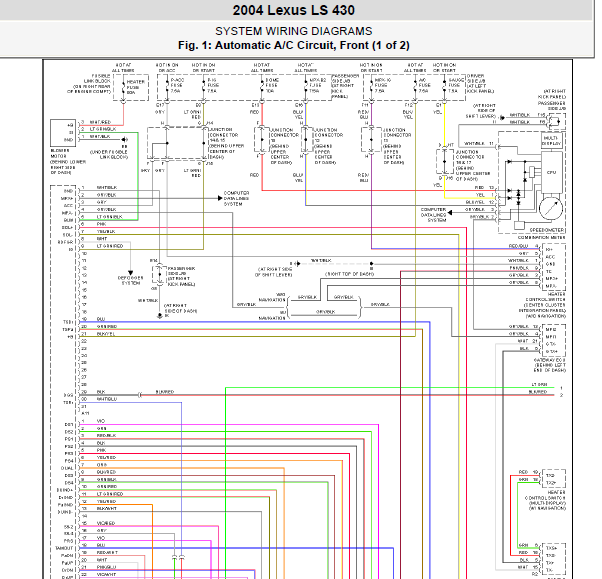 04年凌志LS430空调线路图