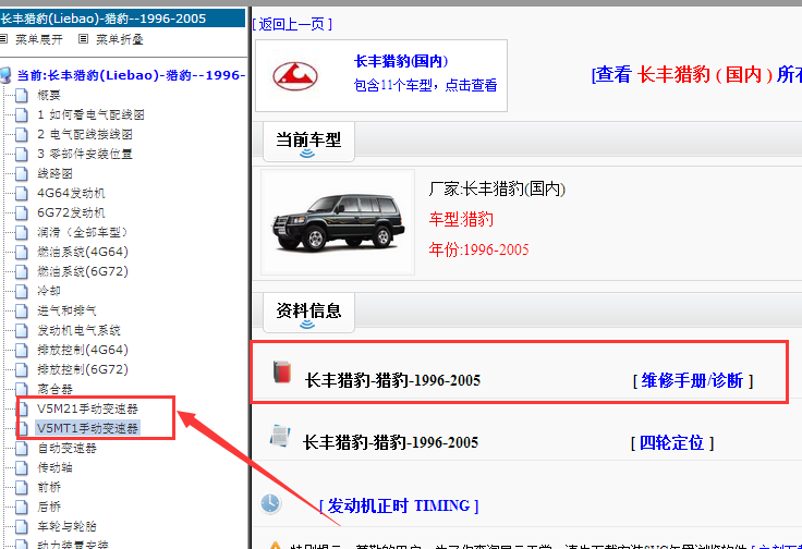 1996-2005年猎豹维修手册