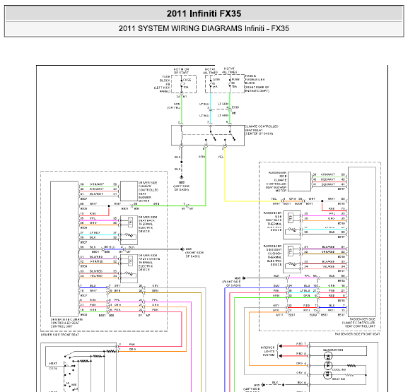 2011年英菲尼迪FX35座椅电路图
