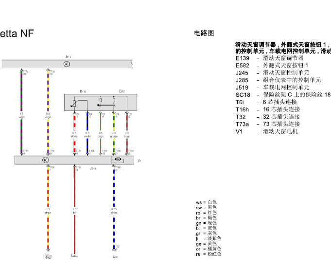 18年大众捷达天窗线路图