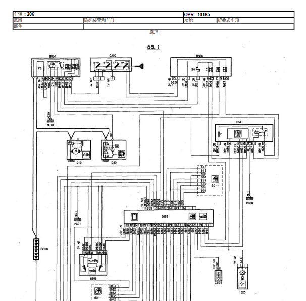 标致206CC敞蓬线路图