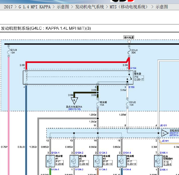 17年比亚迪K2发动机线路图