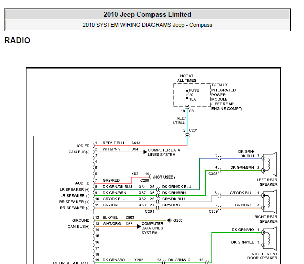 2010年吉普指南者音响电路图资料