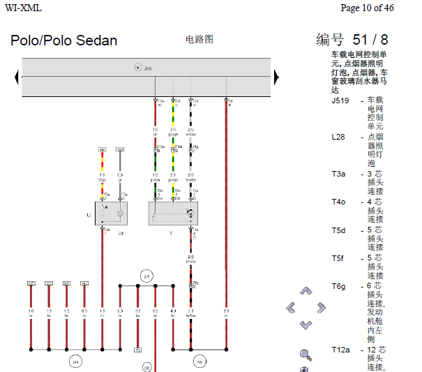10年大众波罗车身线路图