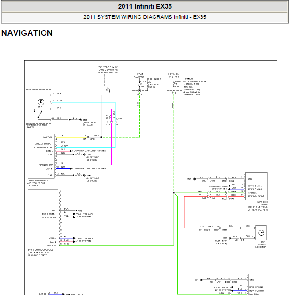11年英菲尼迪EX35雷达线路图