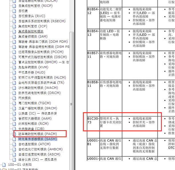 2014年路虎揽胜B1C30-73故障码资料