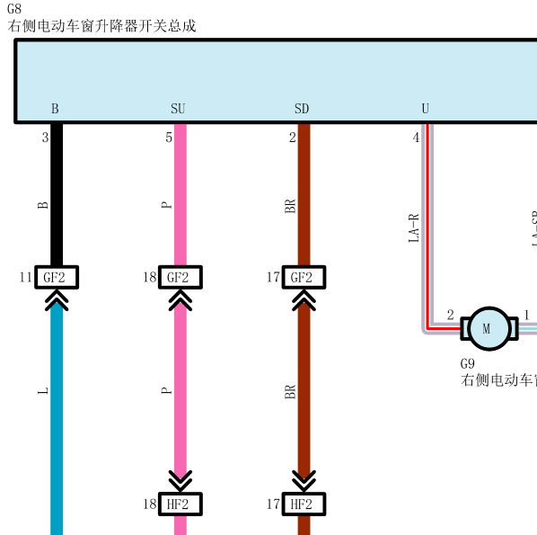 16年丰田致炫电动车窗电路图