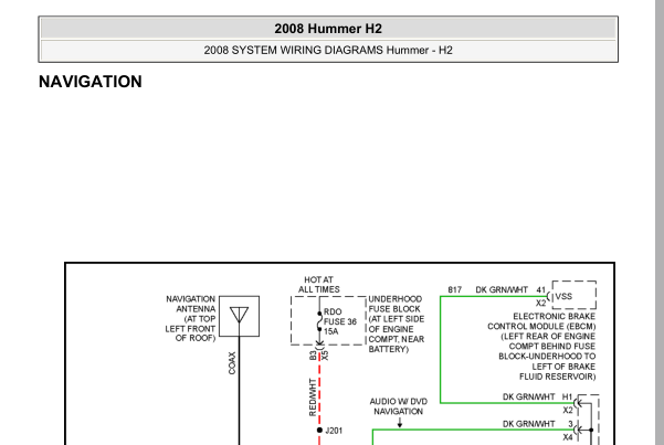 2008年悍马H2导航电路图