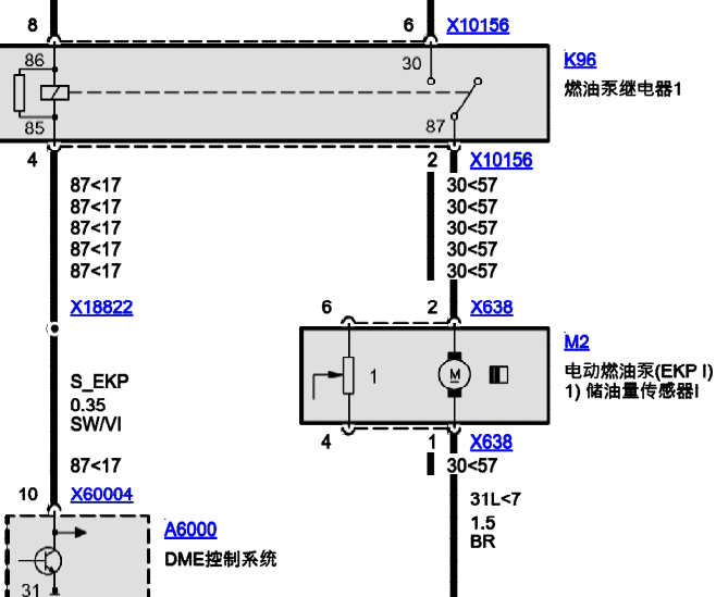 2000年宝马740iL油泵线路图