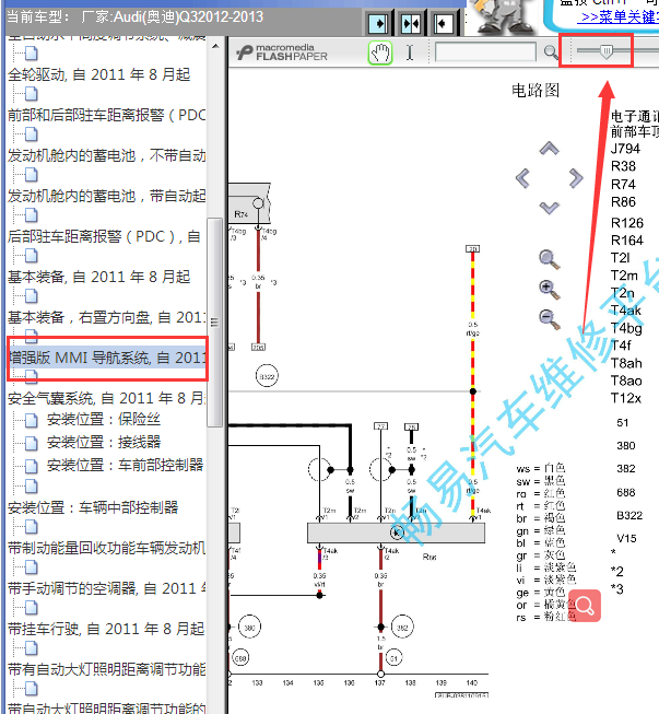 13年奥迪Q3导航系统线路图