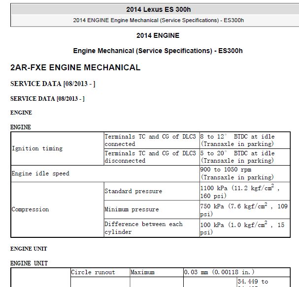 2014年ES300h发动机维修手册