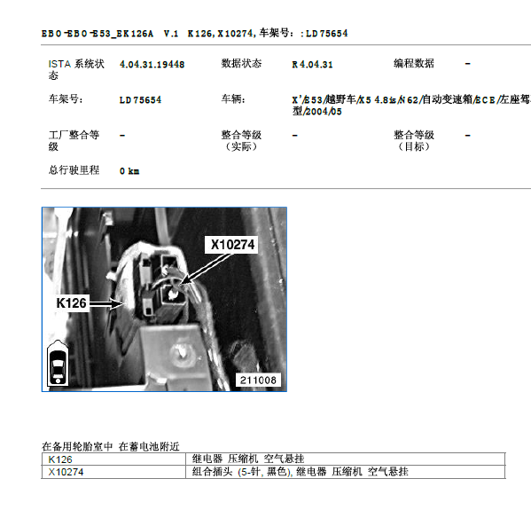 2005年宝马X5打气泵继电器位置