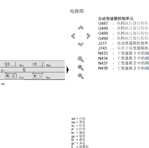 奥迪A4档位传感器线路图