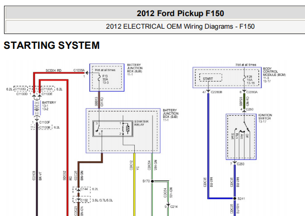 2012年福特F150启动电路图
