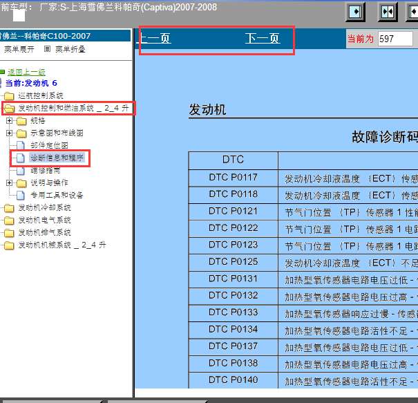 2008年科帕奇故障码表