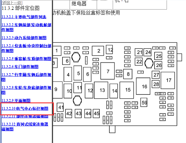 2010-2011年别克君威继电器位置资料