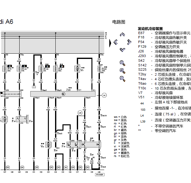 2003年奥迪A6风扇电路图