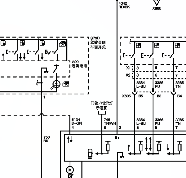 12年凯迪拉克SRX车窗线路图