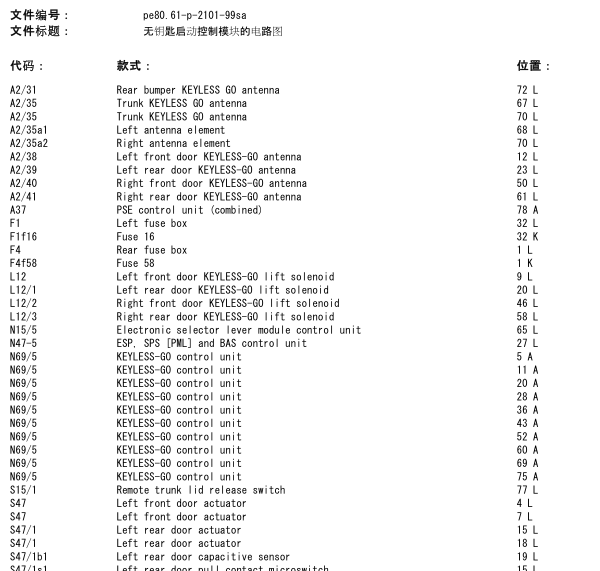 2004年奔驰S350遥控电路图