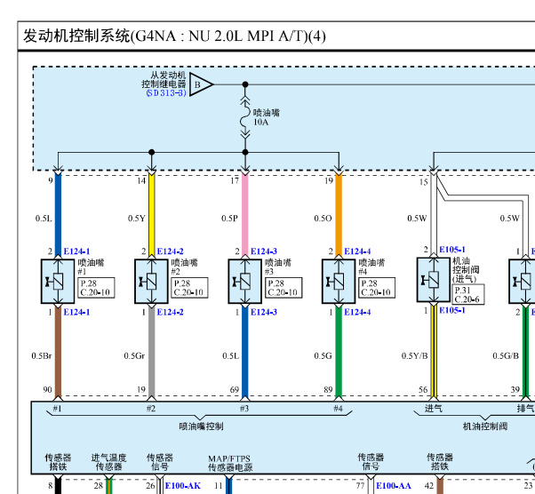 2018年现代IX35发动机电路图