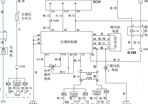 2015年五菱宏光空调电路图