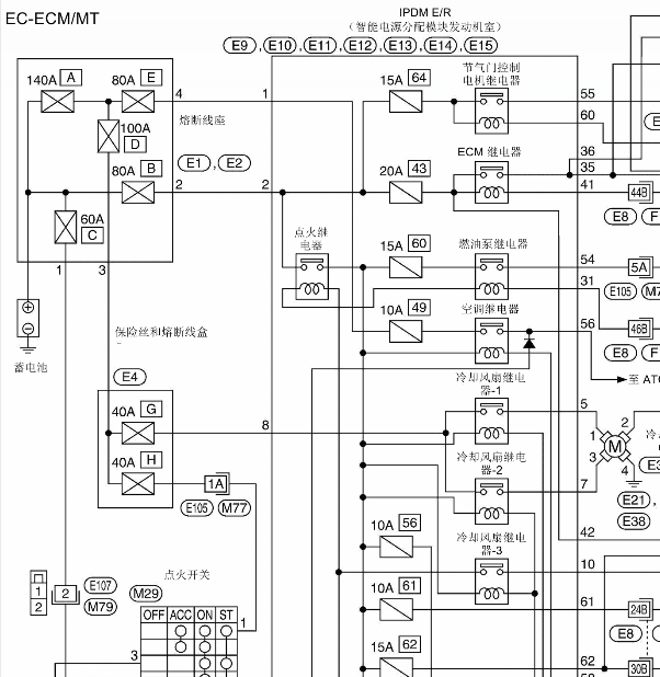 18年日产轩逸HR16发动机线路图