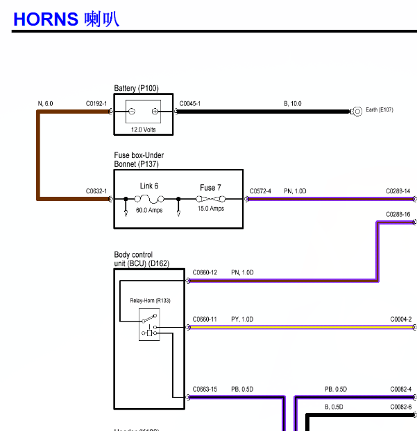 名爵TF喇叭线路图