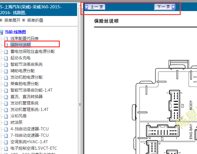 2015-2016年上汽荣威360保险丝资料