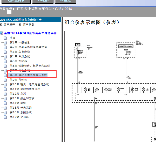 2014年别克GL8仪表电路图