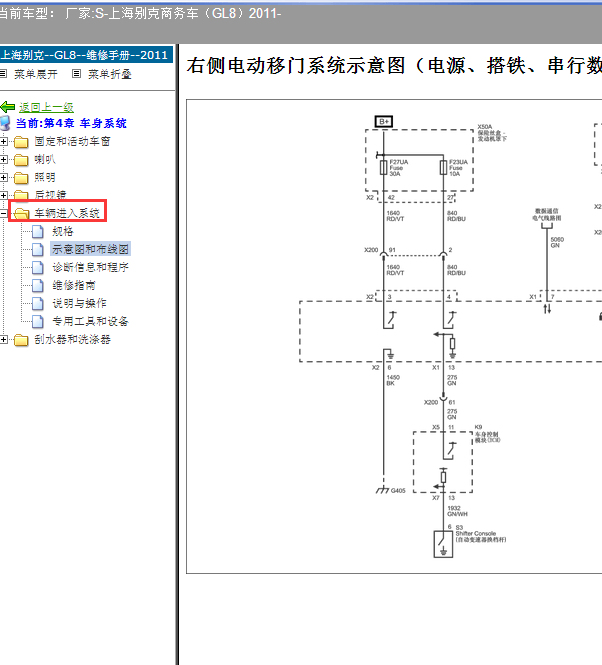 11年别克GL8电动门线路图