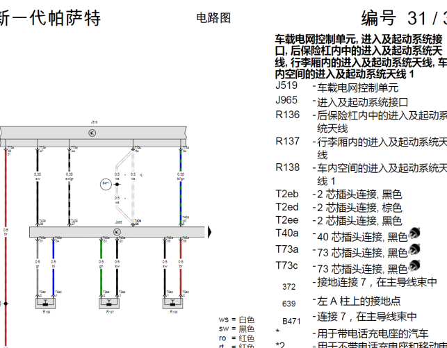 18年帕萨特防盗系统和无钥匙进入系统电路图