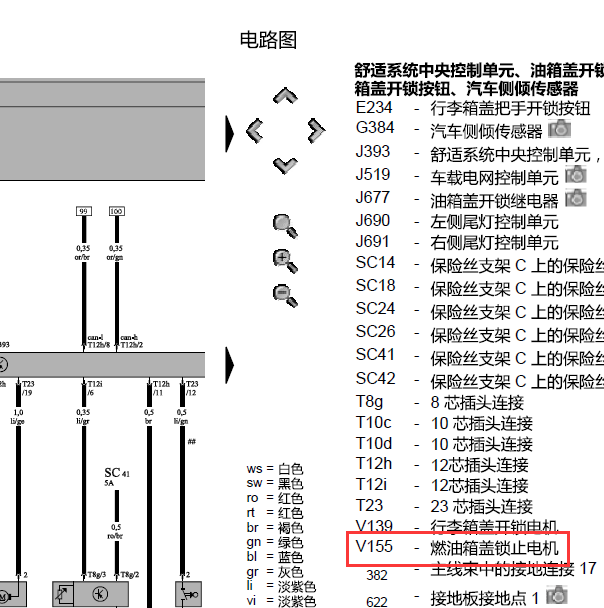09年大众辉腾油箱盖线路图