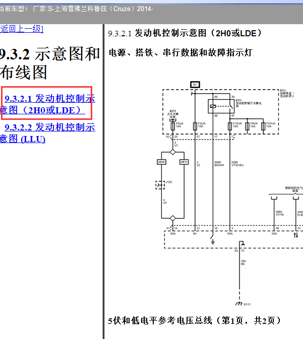 14年雪佛兰科鲁兹发动机线路图