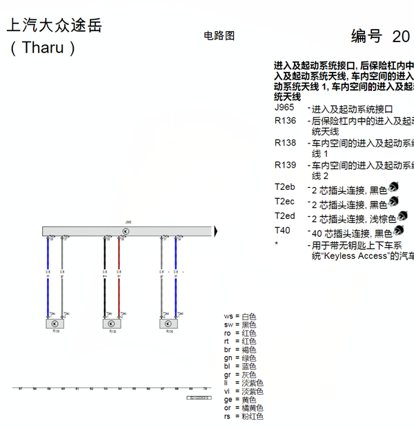 19年大众途岳无钥匙线路图