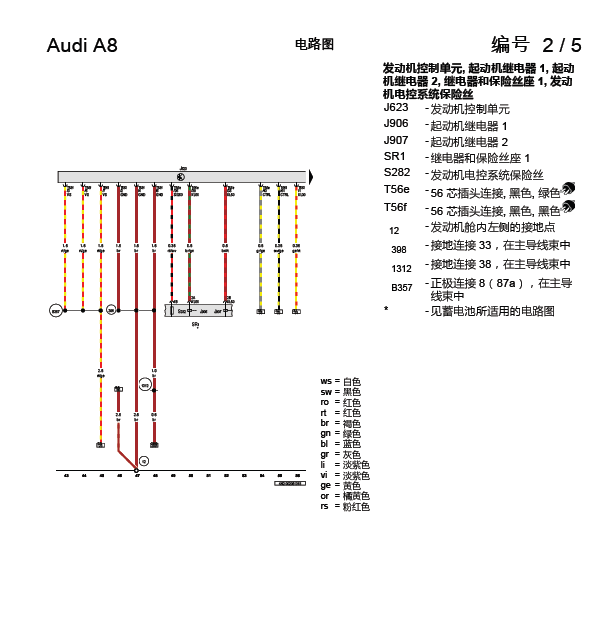 18年奥迪A8L发动机线路图