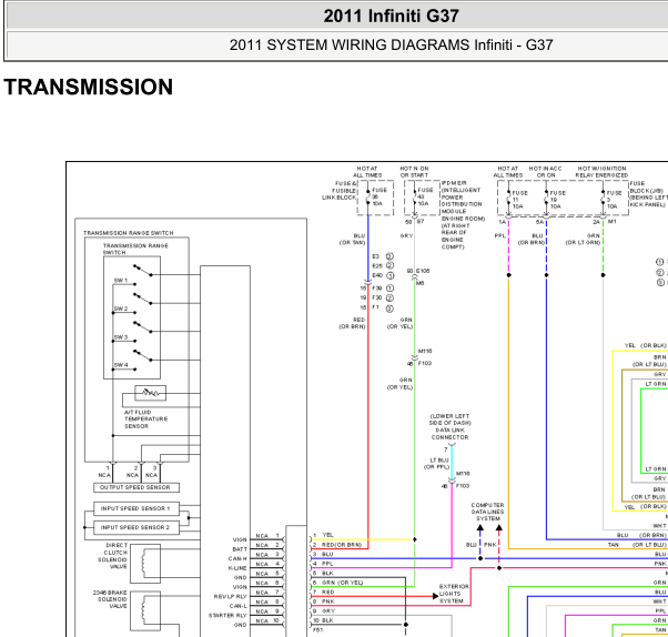 2011年G37变速箱电脑电路图