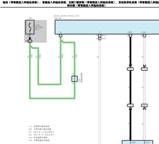 2015年凯美瑞方向锁电路图