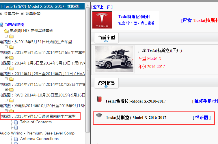 2016-2017年特斯拉MODEL X电路图