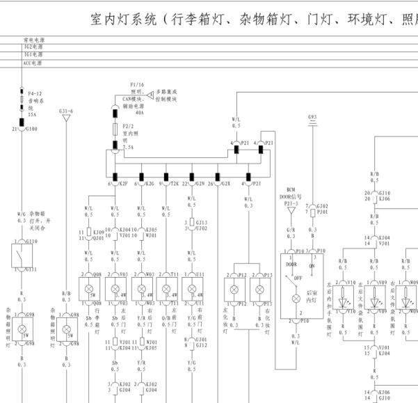 比亚迪思锐室内灯线路图