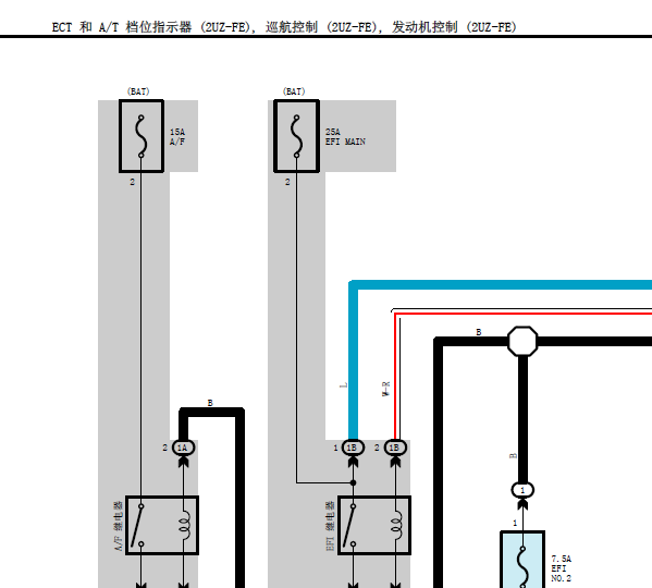丰田酷路泽 2UZ发动机电路图