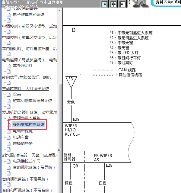 18年本田奥德赛CAN线路图