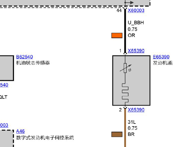 2011年宝马523LI机油油位传感器的线路图