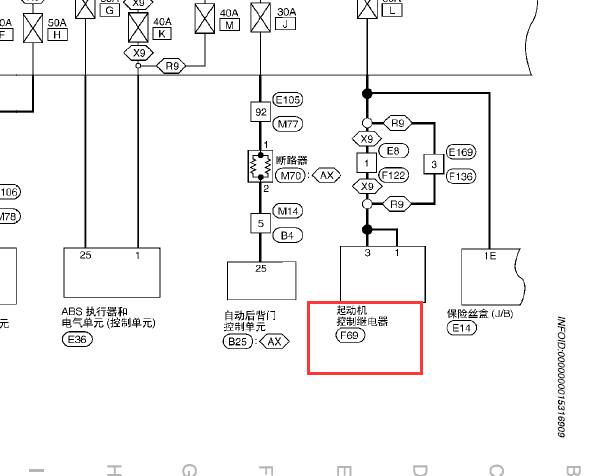 2017年日产奇骏启动机继电器位置