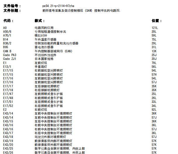 2009年奔驰G500前SAM电路图