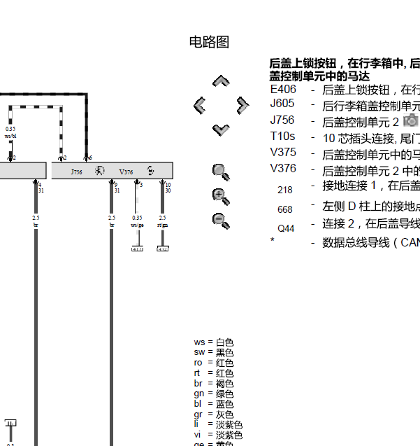 12年奥迪Q7行李箱线路图