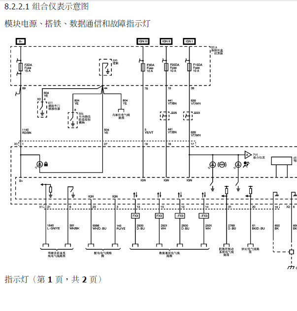 2010年雪佛兰乐驰仪表电路图