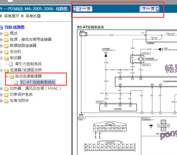 2005-2006年马自达N6变速箱电路图